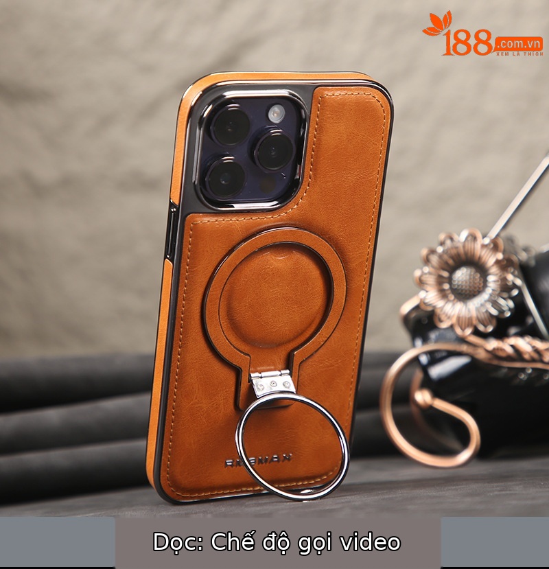 Ốp lưng da chống sốc viền dày cho iPhone 11/12/13/14 Pro Max — [Giá đỡ vợt màu nâu nhạt] lỗ từ tính, [Giá đỡ vợt màu đen] lỗ từ tính, [Giá đỡ vợt màu tím đậm] lỗ từ tính, [Giá đỡ vợt màu xanh lam] lỗ từ tính chi tiết 8