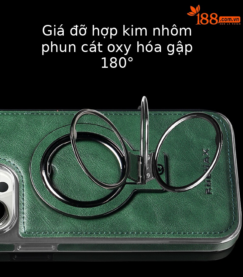 Ốp lưng da chống sốc viền dày cho iPhone 11/12/13/14 Pro Max — [Giá đỡ vợt màu nâu nhạt] lỗ từ tính, [Giá đỡ vợt màu đen] lỗ từ tính, [Giá đỡ vợt màu tím đậm] lỗ từ tính, [Giá đỡ vợt màu xanh lam] lỗ từ tính chi tiết 13
