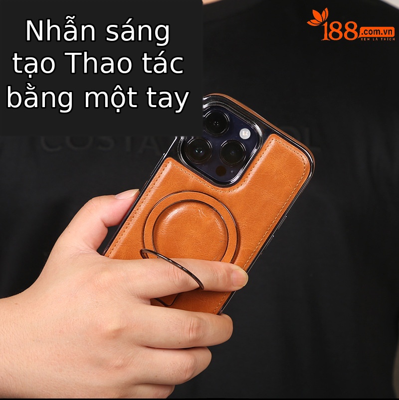 Ốp lưng da chống sốc viền dày cho iPhone 11/12/13/14 Pro Max — [Giá đỡ vợt màu nâu nhạt] lỗ từ tính, [Giá đỡ vợt màu đen] lỗ từ tính, [Giá đỡ vợt màu tím đậm] lỗ từ tính, [Giá đỡ vợt màu xanh lam] lỗ từ tính chi tiết 14