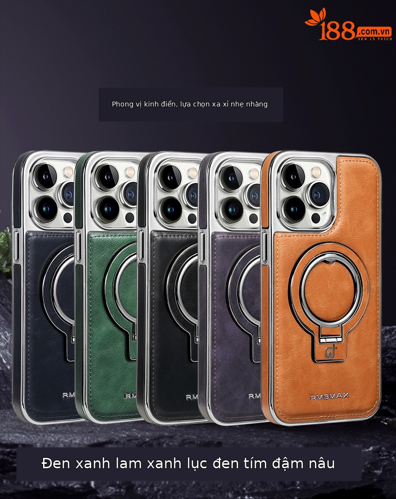 Ốp lưng da chống sốc viền dày cho iPhone 11/12/13/14 Pro Max — [Giá đỡ vợt màu nâu nhạt] lỗ từ tính, [Giá đỡ vợt màu đen] lỗ từ tính, [Giá đỡ vợt màu tím đậm] lỗ từ tính, [Giá đỡ vợt màu xanh lam] lỗ từ tính chi tiết 15