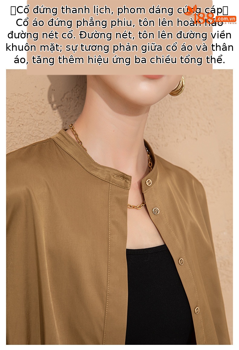 Áo sơ mi nữ cổ tròn eo thon dài tay phong cách Hàn Quốc — thẻ chi tiết 6