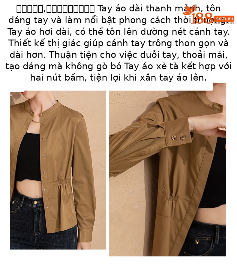 Áo sơ mi nữ cổ tròn eo thon dài tay phong cách Hàn Quốc — thẻ chi tiết 7