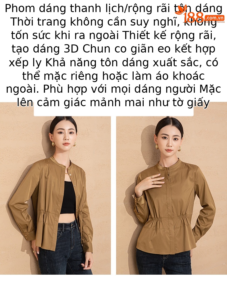 Áo sơ mi nữ cổ tròn eo thon dài tay phong cách Hàn Quốc — thẻ chi tiết 9