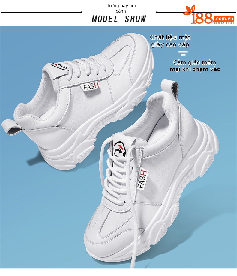 Giày sneaker chunky đế dày da thật nữ mới mùa xuân hè 2023 — DH 58316 mét xám (rỗng) mẫu mùa hè cao gót 5 cm, DH 58220 trắng xanh lá cây mẫu mùa hè cao gót 5 cm, DH 58302 trắng (mặt da) cao gót 5 cm, DH 58302 be xám (mặt da) cao gót 5 cm chi tiết 13