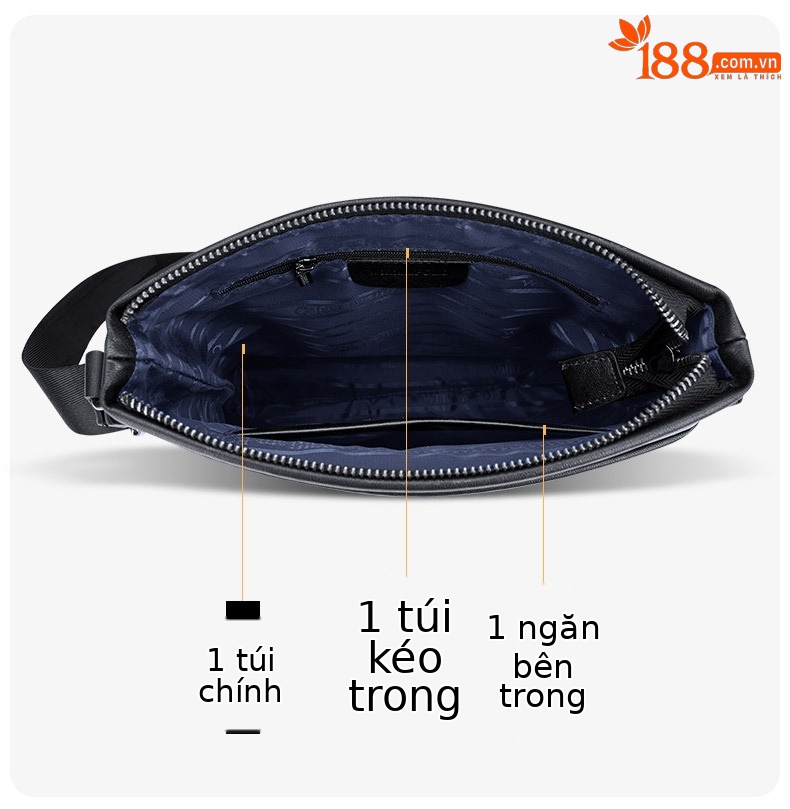 Túi đeo chéo nam da bò thật lớp đầu tiên Paul mềm mại chi tiết 7