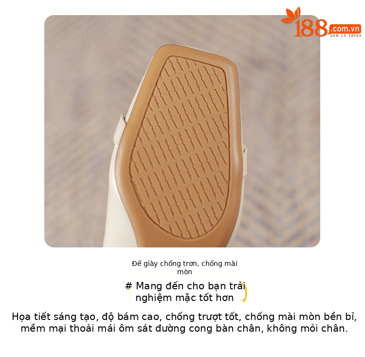 Giày cao gót nữ mũi vuông gót dày kiểu Pháp, thiết kế độc đáo thời trang công sở — Màu đen chi tiết 5