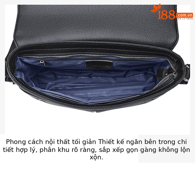 Túi đeo chéo nam da bò thật Paul mới nhất, thiết kế tiện lợi — Màu đen chi tiết 17