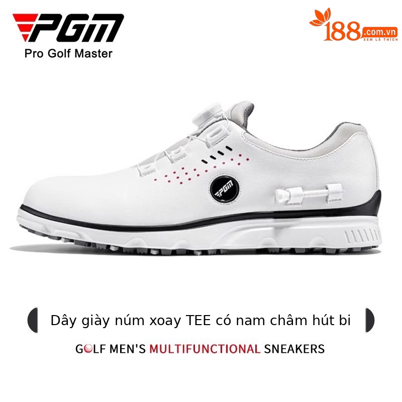 Giày golf PGM nam chống thấm nước, có bút đánh dấu từ tính và bóng TEE, núm vặn dây giày — XZ302-Xám trắng (kiểu dây giày), XZ302-Xám trắng (kiểu núm)