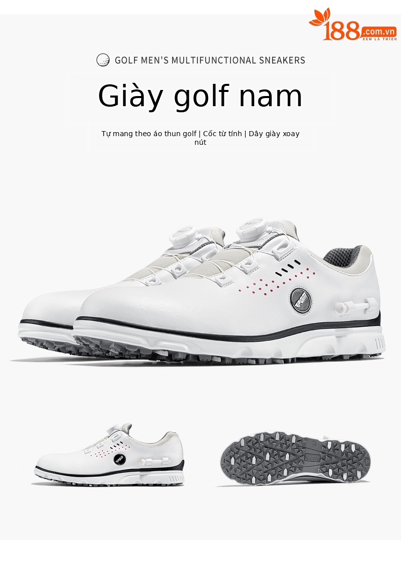Giày golf PGM nam chống thấm nước, có bút đánh dấu từ tính và bóng TEE, núm vặn dây giày — XZ302-Xám trắng (kiểu dây giày), XZ302-Xám trắng (kiểu núm) chi tiết 3