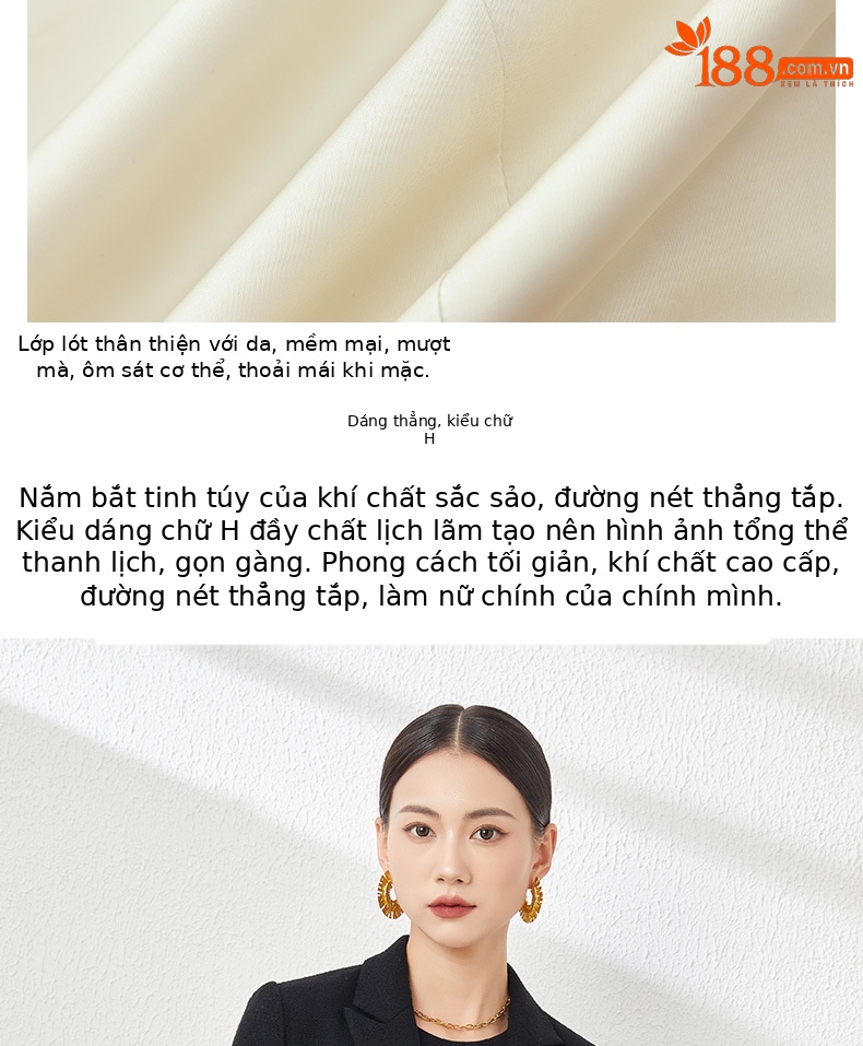 Áo blazer len ngắn nữ thiết kế độc đáo, phong cách mùa thu — Màu be chi tiết 3
