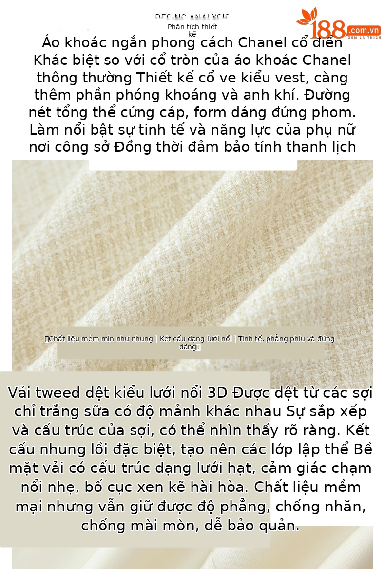 Áo blazer len ngắn nữ thiết kế độc đáo, phong cách mùa thu — Màu be chi tiết 2