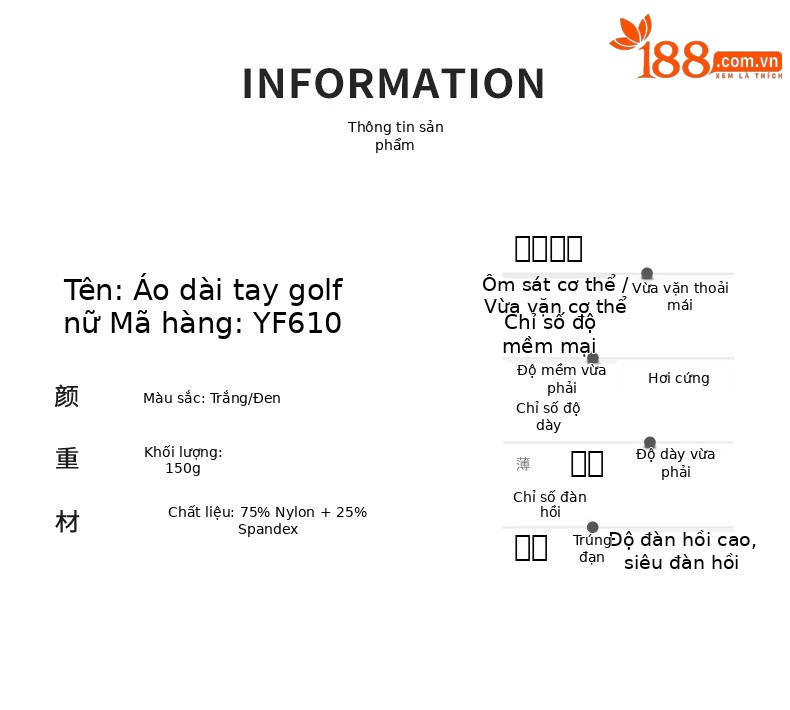Áo thun dài tay golf nữ PGM cổ V vải thể thao thoáng khí — YF610-màu trắng, KUZ162-màu đen, KUZ162-màu xanh hải quân, KUZ162-màu trắng chi tiết 2