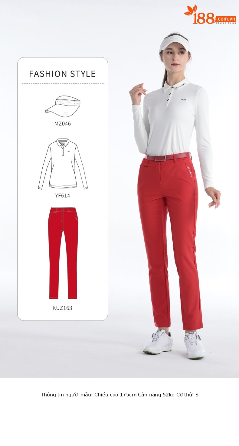 Quần golf nữ PGM vải thể thao phối túi dây kéo ẩn, kiểu quần âu ống đứng — KUZ163-Quần dài màu xanh hải quân, KUZ163-Quần Đỏ, KUZ163-Quần Đen, KUZ163-Quần Trắng chi tiết 12