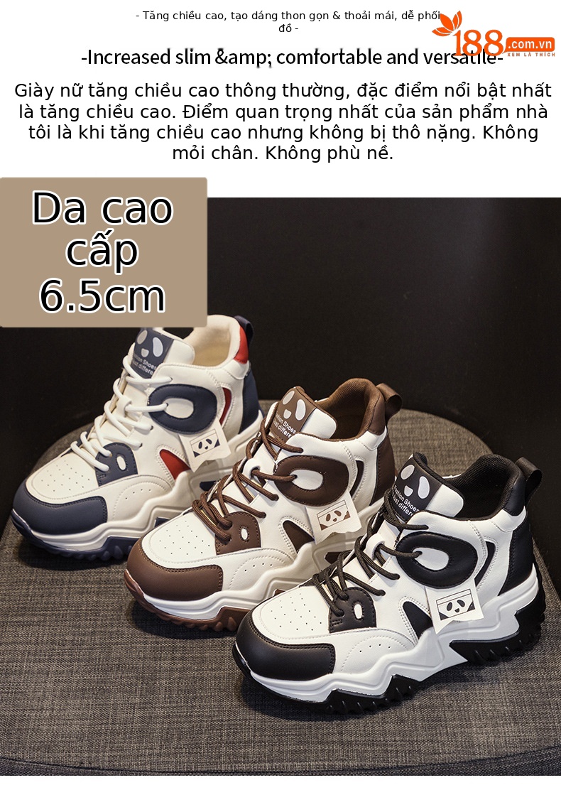 Giày sneaker nữ đế dày tăng chiều cao phong cách dad shoe mùa thu 2026 — M2503 Màu nâu, M2503 màu đen, M2503 màu xanh lam chi tiết 2