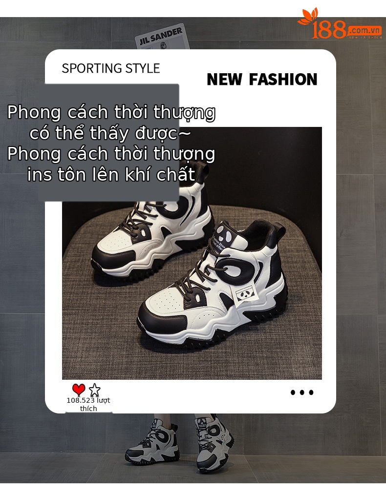 Giày sneaker nữ đế dày tăng chiều cao phong cách dad shoe mùa thu 2026 — M2503 Màu nâu, M2503 màu đen, M2503 màu xanh lam chi tiết 3