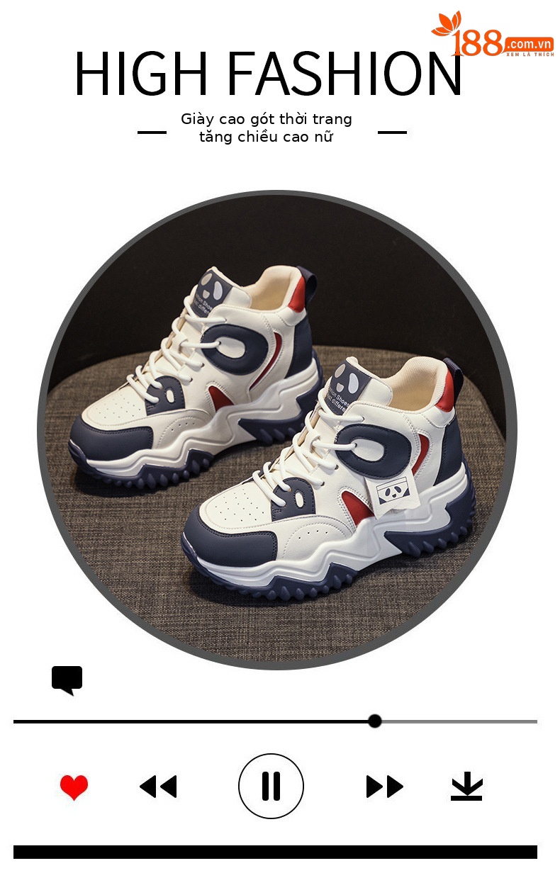 Giày sneaker nữ đế dày tăng chiều cao phong cách dad shoe mùa thu 2026 — M2503 Màu nâu, M2503 màu đen, M2503 màu xanh lam chi tiết 5