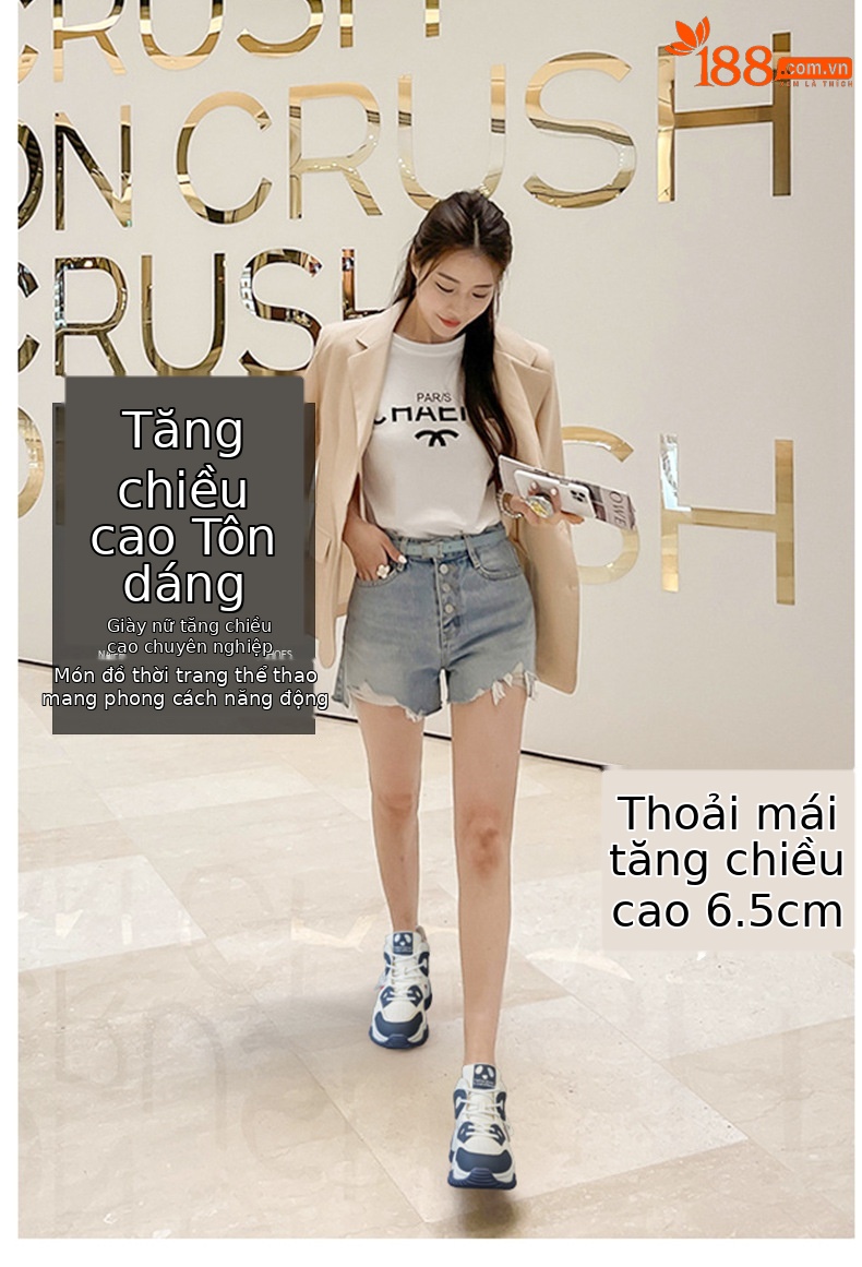Giày sneaker nữ đế dày tăng chiều cao phong cách dad shoe mùa thu 2026 — M2503 Màu nâu, M2503 màu đen, M2503 màu xanh lam chi tiết 1