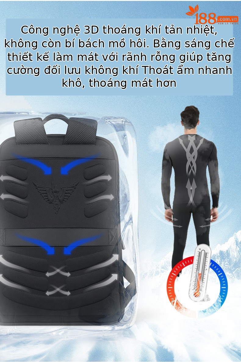 Ba lô da Emperor Paul cho nam, đựng laptop 15 inch, chất da bò họa tiết vân nổi chi tiết 10
