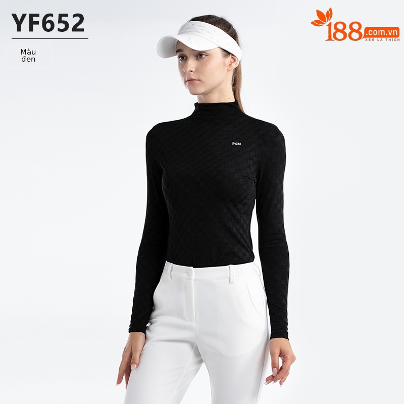 Áo mặc trong golf nữ cổ cao dài tay PGM mùa thu đông — YF652-Áo mặc trong màu đen, YF652-áo mặc trong màu hồng, YF652-Áo mặc trong màu trắng