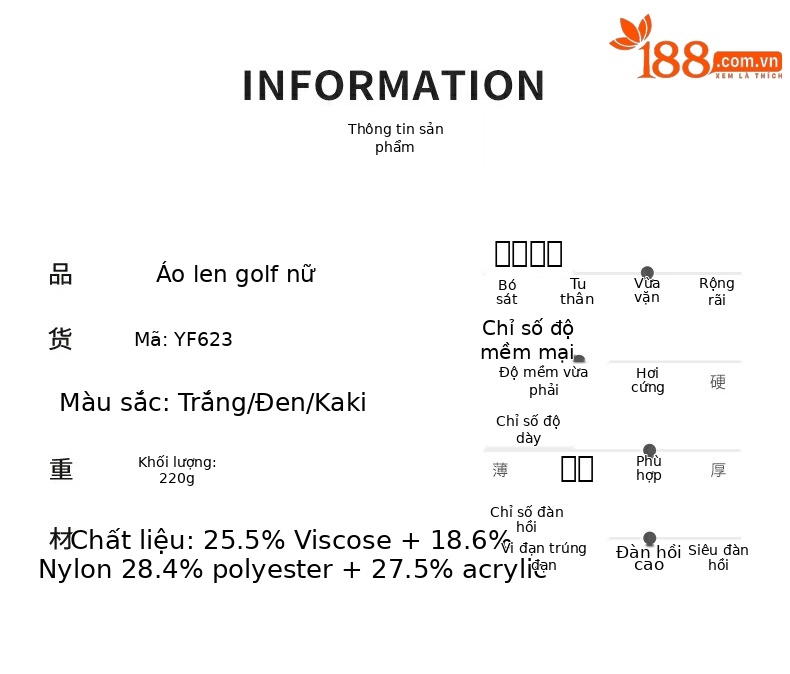 Áo len cổ lọ nữ PGM mặc trong giữ ấm thu đông mềm mại thoải mái — YF623-màu trắng, QZ096-Màu đen, YF623-Màu đen, YF623-Kaki chi tiết 2