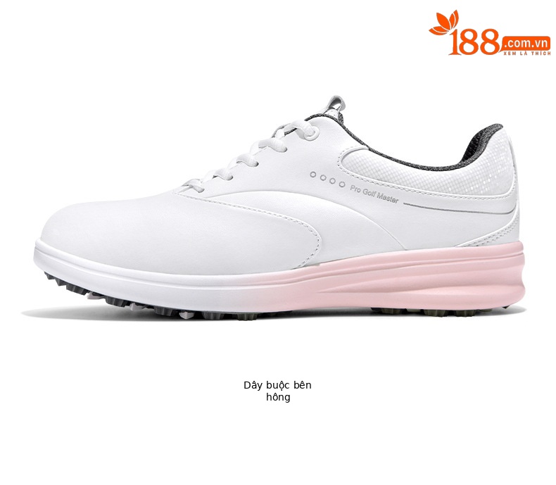 Giày golf nữ chống thấm nước sợi nhỏ, khóa quay/dây giày chống trượt — XZ301-Trắng hồng (kiểu dây giày), XZ301-Trắng hồng (kiểu khóa quay), XZ301-màu kem kim cương hồng chi tiết 17