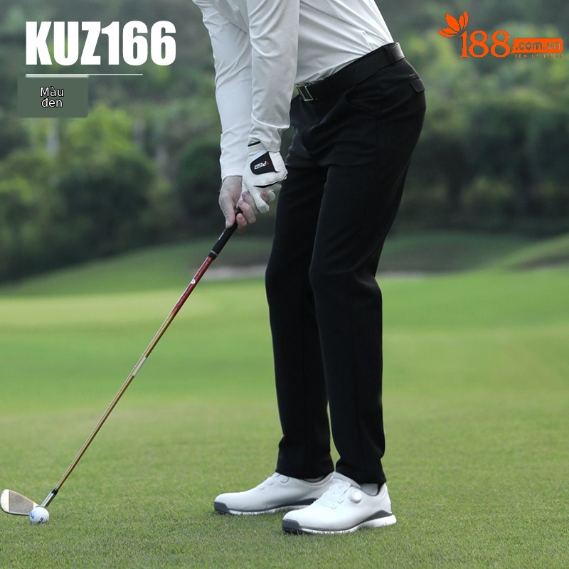 Áo polo golf nam dài tay phối màu cổ bẻ — KUZ166-Quần Đen, YF651-Áo màu trắng, YF651-Áo màu đen, KUZ166-Quần kaki