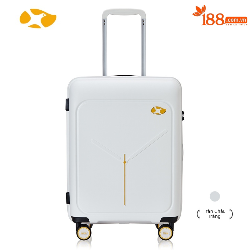 Vali PP siêu nhẹ 20 inch dây kéo chống trộm, ép phun nguyên khối, phù hợp xách tay lên máy bay — Hộp đựng xe đẩy PP màu trắng
