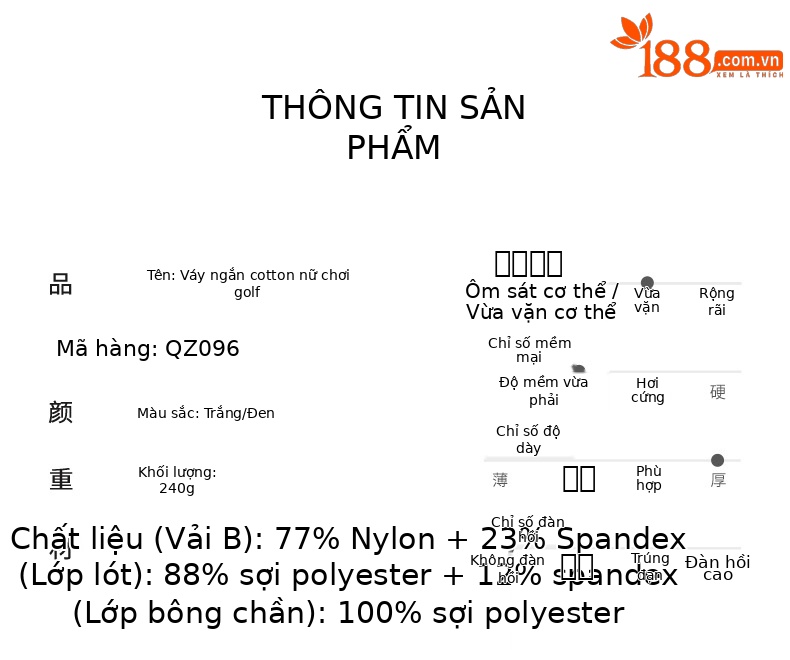 Váy golf nữ chần bông dáng chữ A túi hông — QZ096-Váy ngắn màu đen [chần bông], QZ096-Váy trắng [chần bông] chi tiết 2