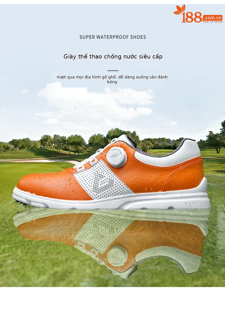 Giày golf nam PGM chống nước, dây buộc núm vặn, đế chống trượt — XZ303-màu cam Trắng, XZ303-Trắng xanh đậm chi tiết 5