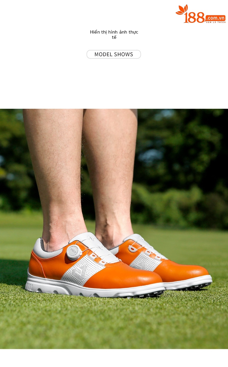 Giày golf nam PGM chống nước, dây buộc núm vặn, đế chống trượt — XZ303-màu cam Trắng, XZ303-Trắng xanh đậm chi tiết 8