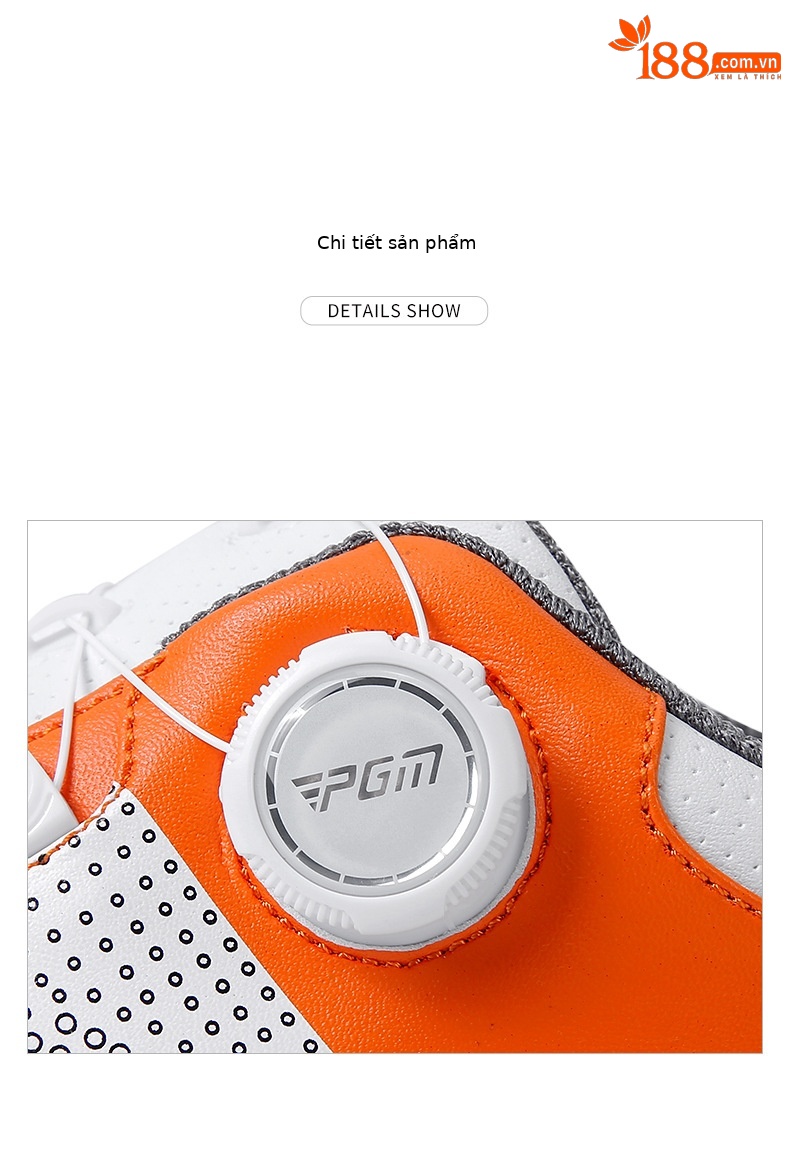Giày golf nam PGM chống nước, dây buộc núm vặn, đế chống trượt — XZ303-màu cam Trắng, XZ303-Trắng xanh đậm chi tiết 22
