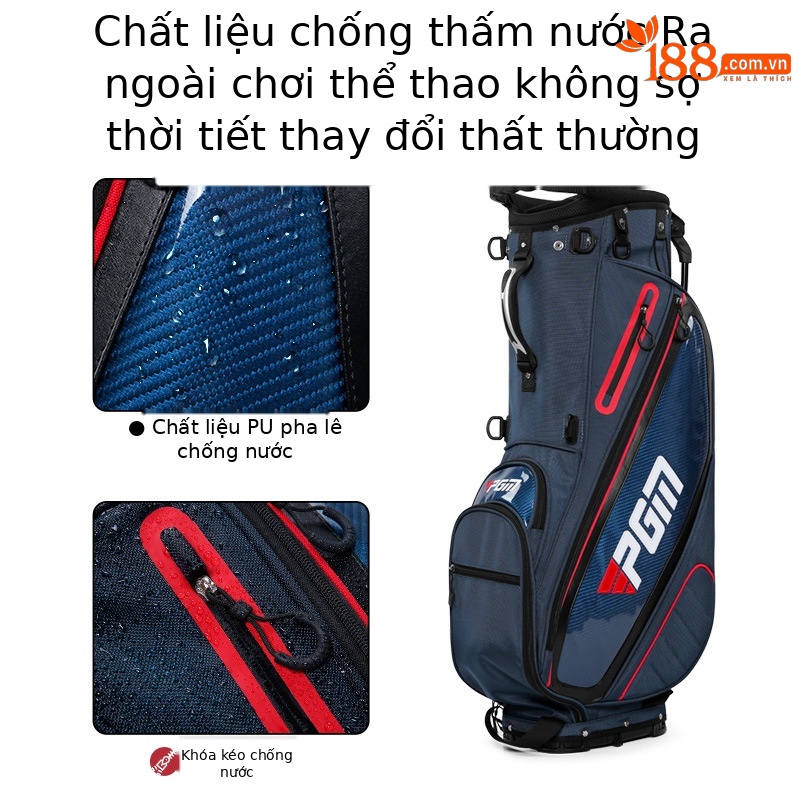 Túi đựng gậy golf PGM chống nước có chân đế, kích thước 127x34x30 cm — QB143-Màu đen, QB143-màu xám đậm, QB143-màu xanh đậm
