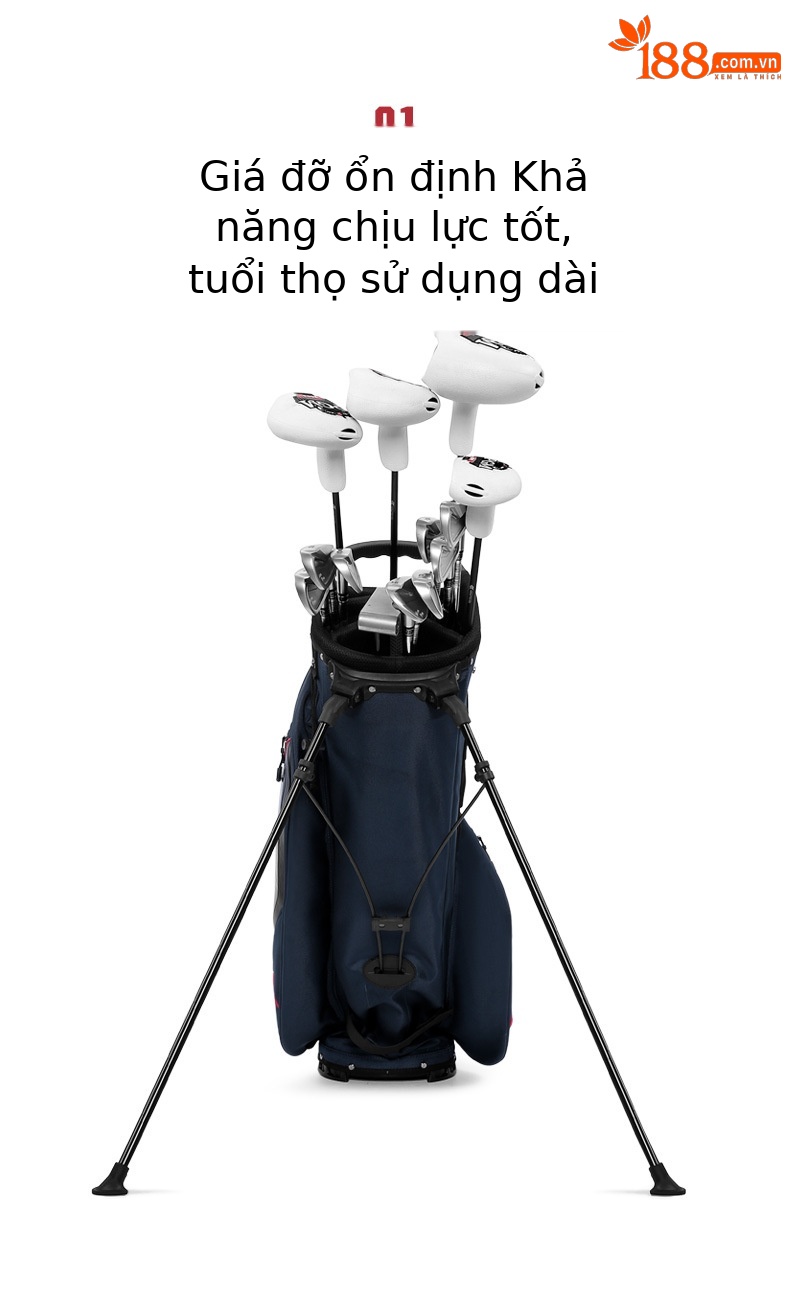 Túi đựng gậy golf PGM chống nước có chân đế, kích thước 127x34x30 cm — QB143-Màu đen, QB143-màu xám đậm, QB143-màu xanh đậm chi tiết 2