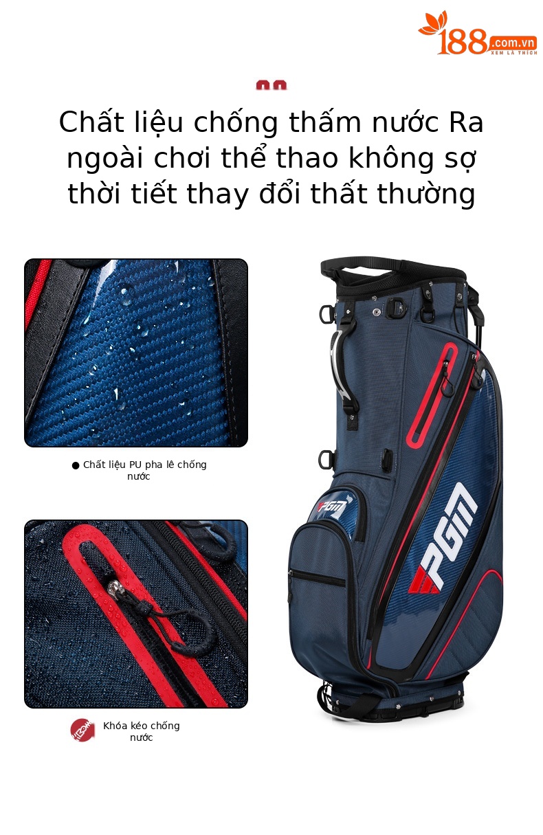 Túi đựng gậy golf PGM chống nước có chân đế, kích thước 127x34x30 cm — QB143-Màu đen, QB143-màu xám đậm, QB143-màu xanh đậm chi tiết 4