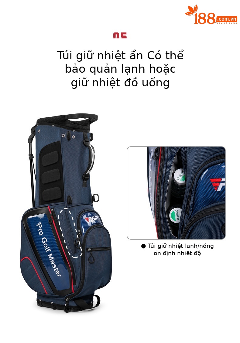 Túi đựng gậy golf PGM chống nước có chân đế, kích thước 127x34x30 cm — QB143-Màu đen, QB143-màu xám đậm, QB143-màu xanh đậm chi tiết 6