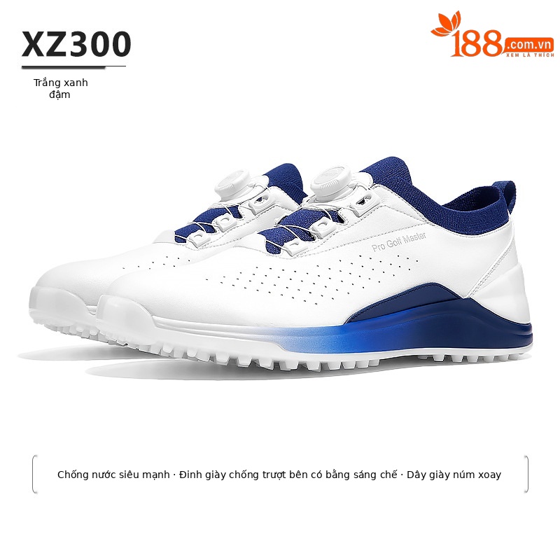 Giày golf nam PGM chống thấm nước, dây buộc núm xoay, đế chống trơn trượt — XZ300-Trắng Xanh lam đậm, XZ300-màu xám trắng