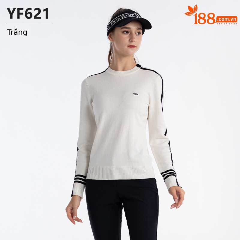 Áo len golf nữ PGM cổ lọ dài tay giữ ấm thu đông — YF621-Áo len trắng, YF621-Áo len màu hồng, YF621-Áo len Đen