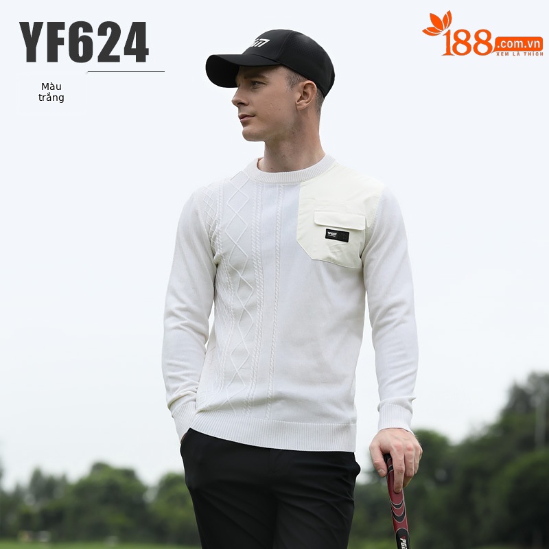 Áo len golf PGM cổ tròn lông cừu giữ ấm thu đông — YF624-Áo len trắng, YF624-Áo len Màu Đỏ, YF624-Áo len Đen