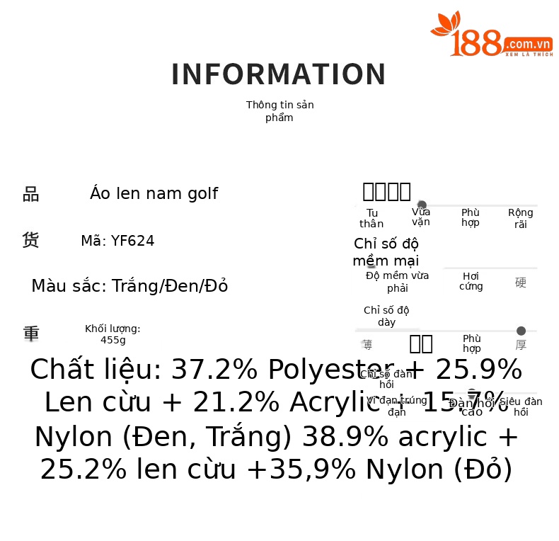 Áo len golf PGM cổ tròn lông cừu giữ ấm thu đông — YF624-Áo len trắng, YF624-Áo len Màu Đỏ, YF624-Áo len Đen chi tiết 2