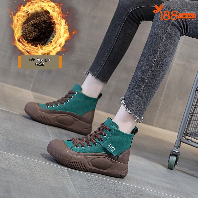 Boot Martin nữ đế dày tăng chiều cao cổ ngắn phong cách Anh cổ điển — M2509-1 xanh lục lót nhung, M2509-1 đỏ lót nhung, M2509 một lớp màu xanh lá cây, M2509-1 màu đen lót nhung
