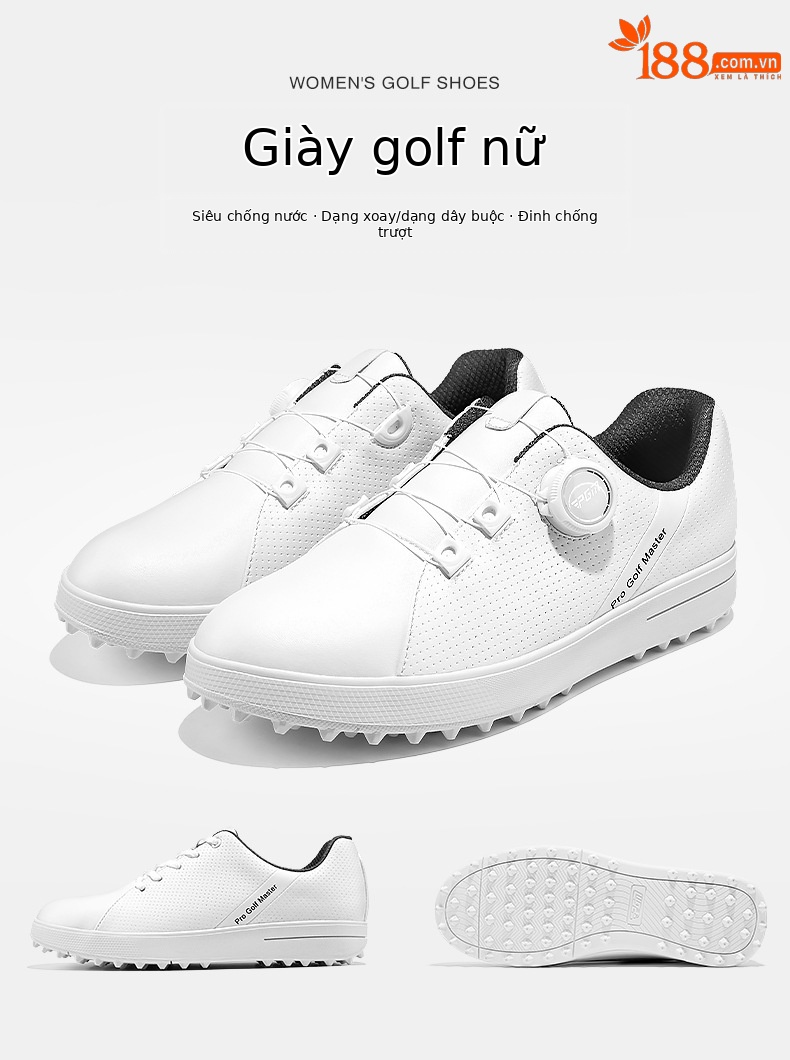 Giày golf nữ PGM khóa quay chống thấm nước siêu sợi chống trượt — XZ305 (Dây Giày khóa xoay), XZ305 (Dây giày thông thường) chi tiết 3