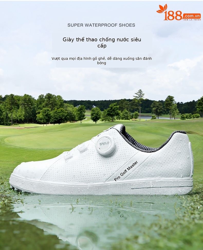 Giày golf nữ PGM khóa quay chống thấm nước siêu sợi chống trượt — XZ305 (Dây Giày khóa xoay), XZ305 (Dây giày thông thường) chi tiết 4