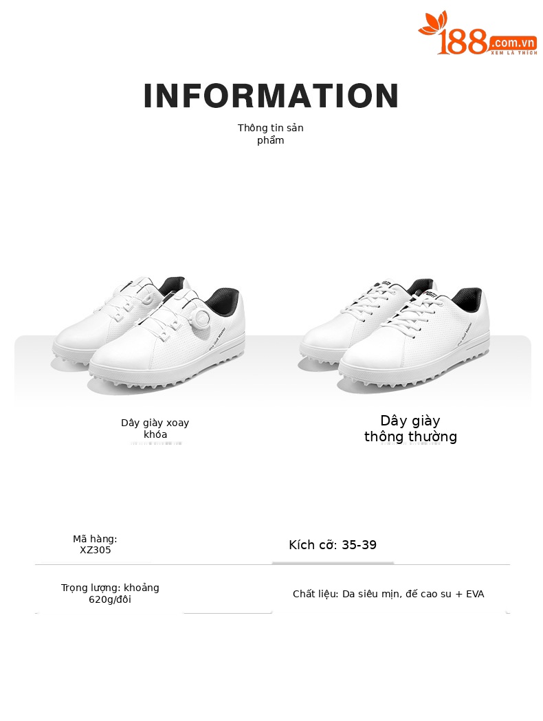 Giày golf nữ PGM khóa quay chống thấm nước siêu sợi chống trượt — XZ305 (Dây Giày khóa xoay), XZ305 (Dây giày thông thường) chi tiết 6