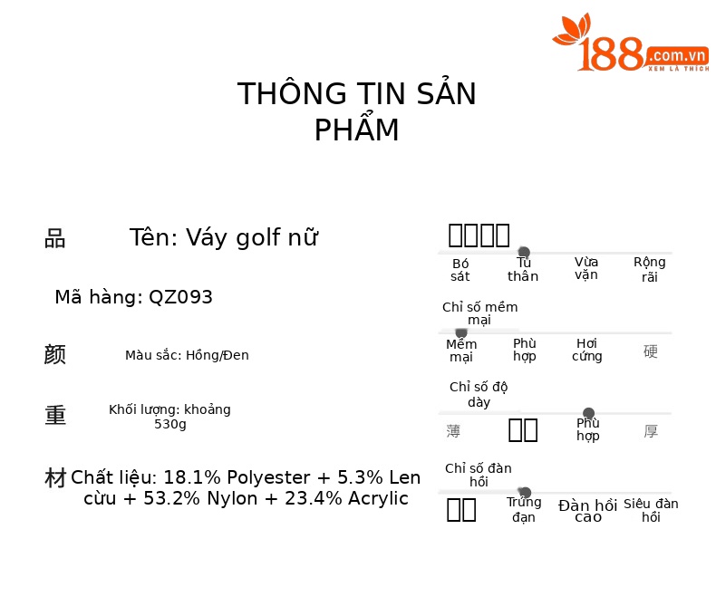 Váy len golf PGM cổ tròn dáng ôm giữ ấm thu đông — Qz093-màu Hồng, Qz093-màu Đen chi tiết 2