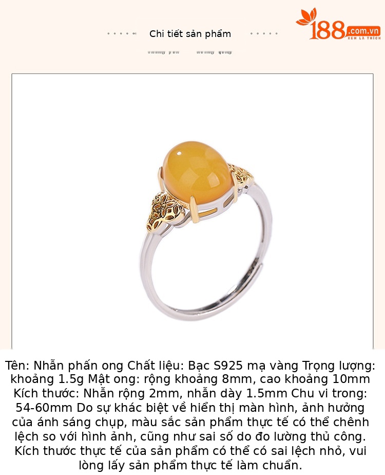 Nhẫn mặt trứng đồng xu sáp ong mạ vàng bạc Yilu S925 phong cách dân tộc — Mở (một kích thước) chi tiết 3