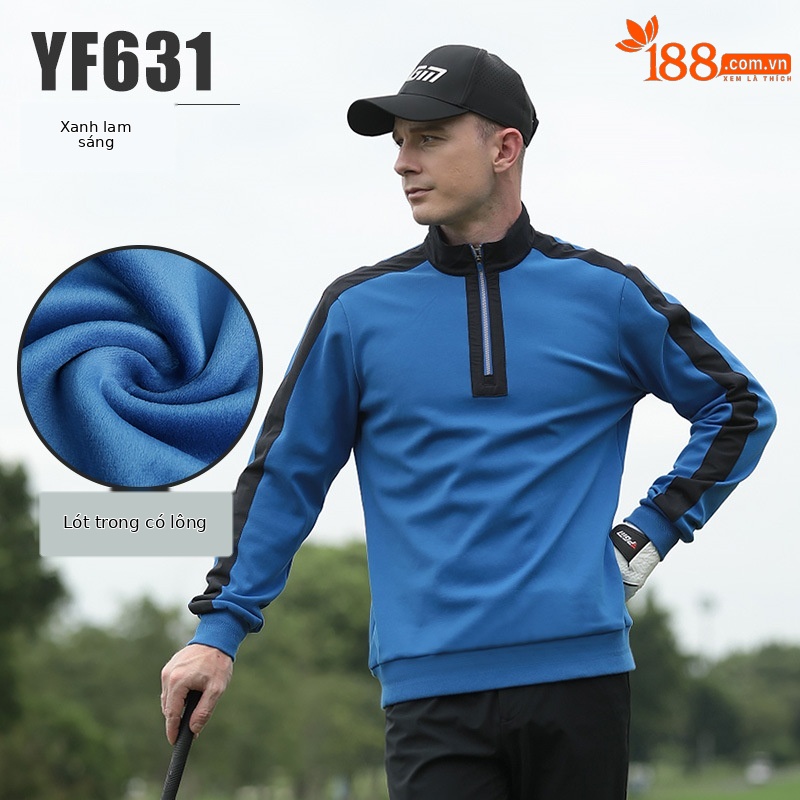 Áo khoác cổ đứng có khóa kéo giữ ấm chống gió mùa thu đông cho nam PGM lót nhung dài tay — YF631-Áo màu xanh lam (lót nhung), YF631-Áo đen (lót lông), YF 631m - Áo trắng (có nhung)
