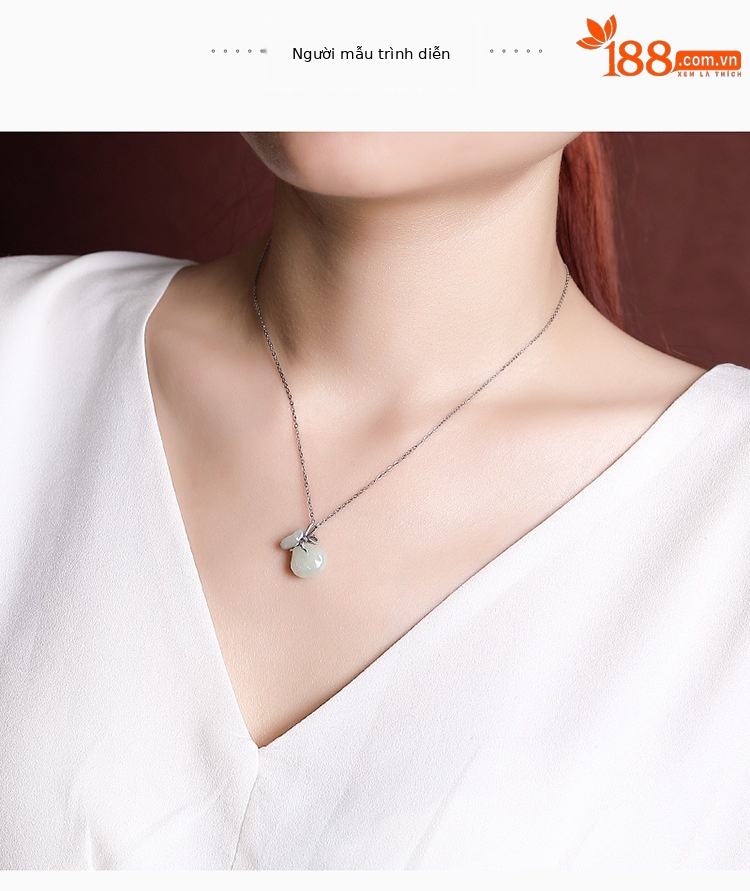 Mặt dây chuyền ngọc bích Hetian bạc S925 hình con nai phong cách Trung Quốc cao cấp — Mặt Dây chuyền đơn (không có dây chuyền) chi tiết 5