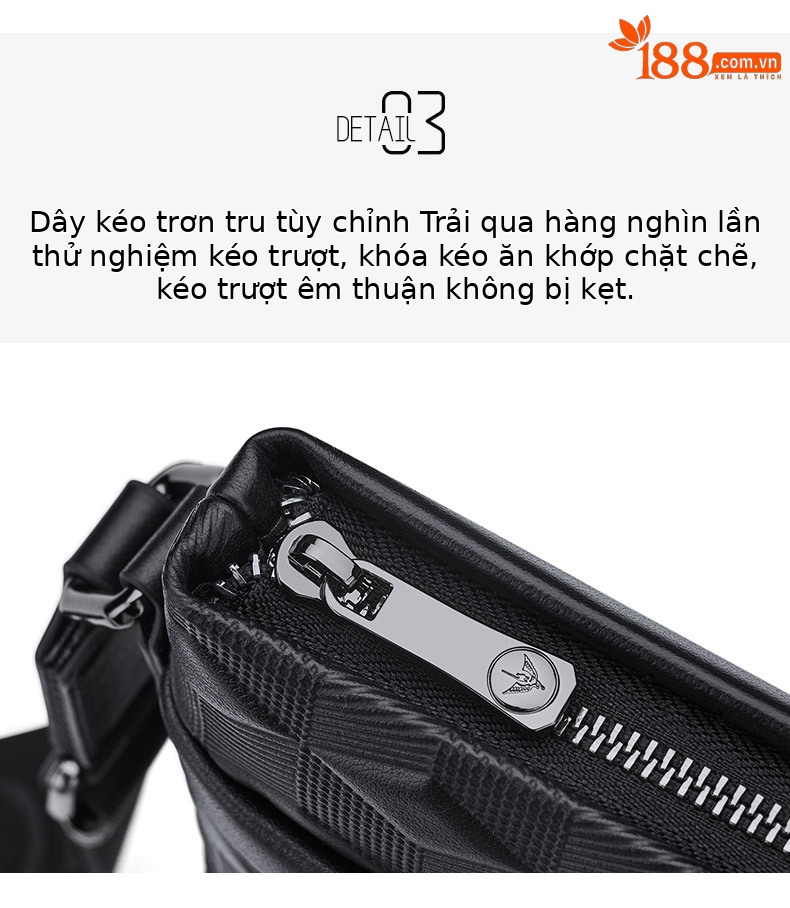 Túi đeo chéo nam da bò cao cấp Emperor Paul họa tiết caro công sở chi tiết 6