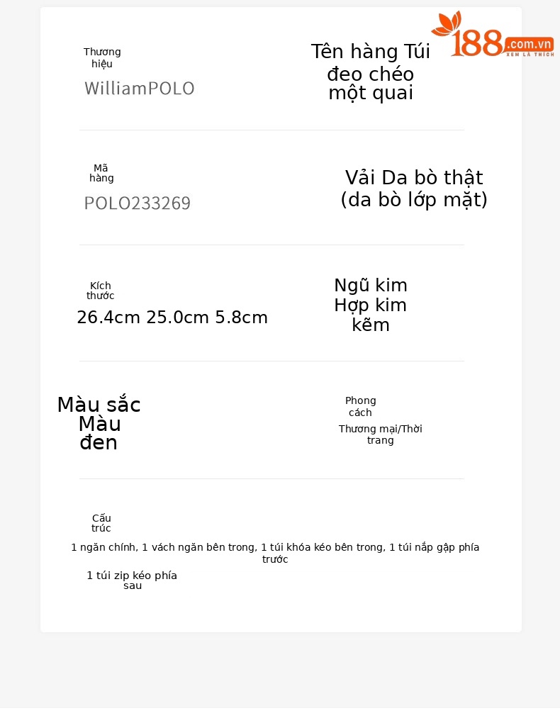 Túi đeo chéo nam da bò cao cấp Emperor Paul họa tiết caro công sở chi tiết 9