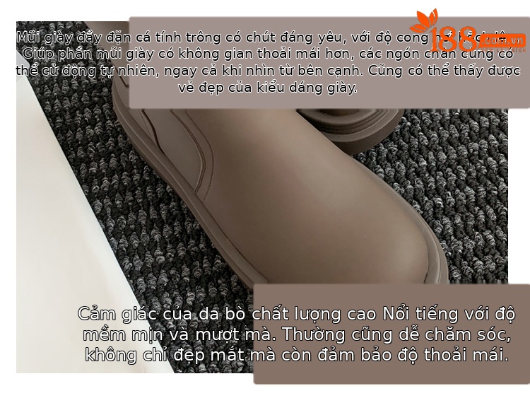 Boot nữ cổ cao lót nhung đế dày da bò giữ ấm mùa đông — Màu nâu ống lớn chi tiết 6